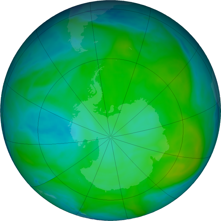 Antarctic ozone map for 26 December 2016